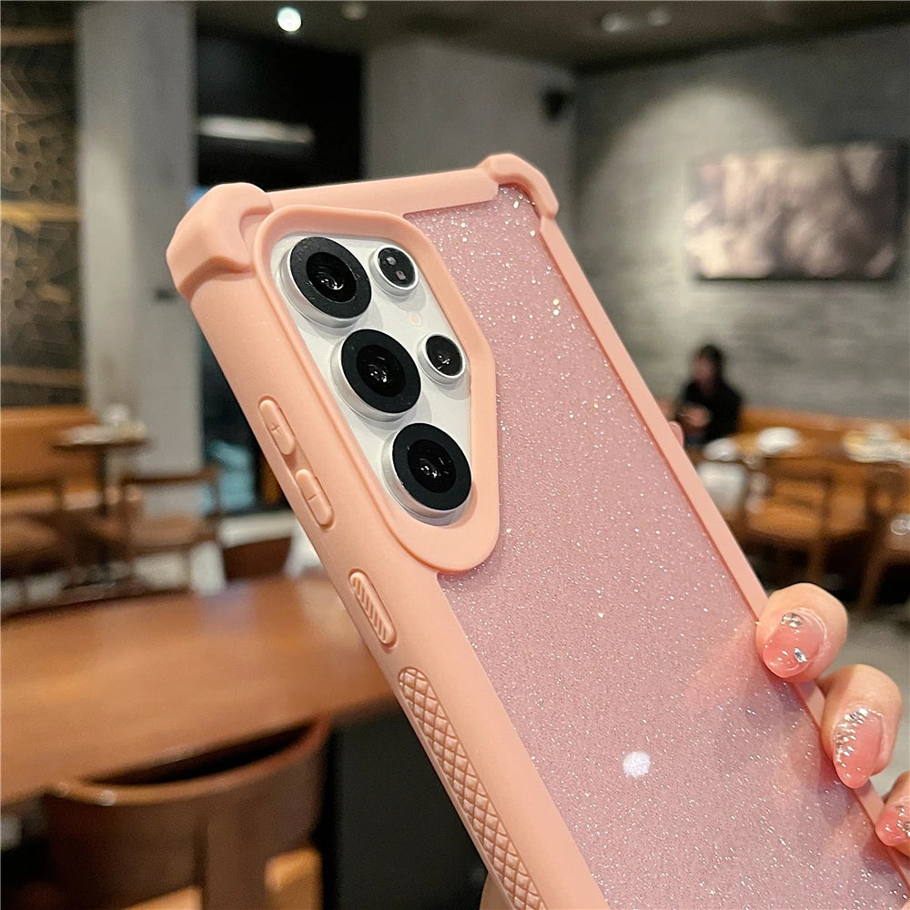 Shockproof bling glitter transparent silicone case samsung - product image