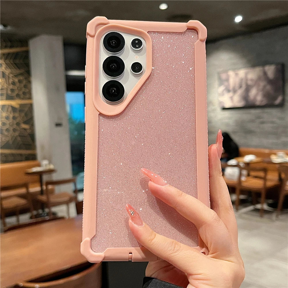 Shockproof bling glitter transparent silicone case samsung - product image