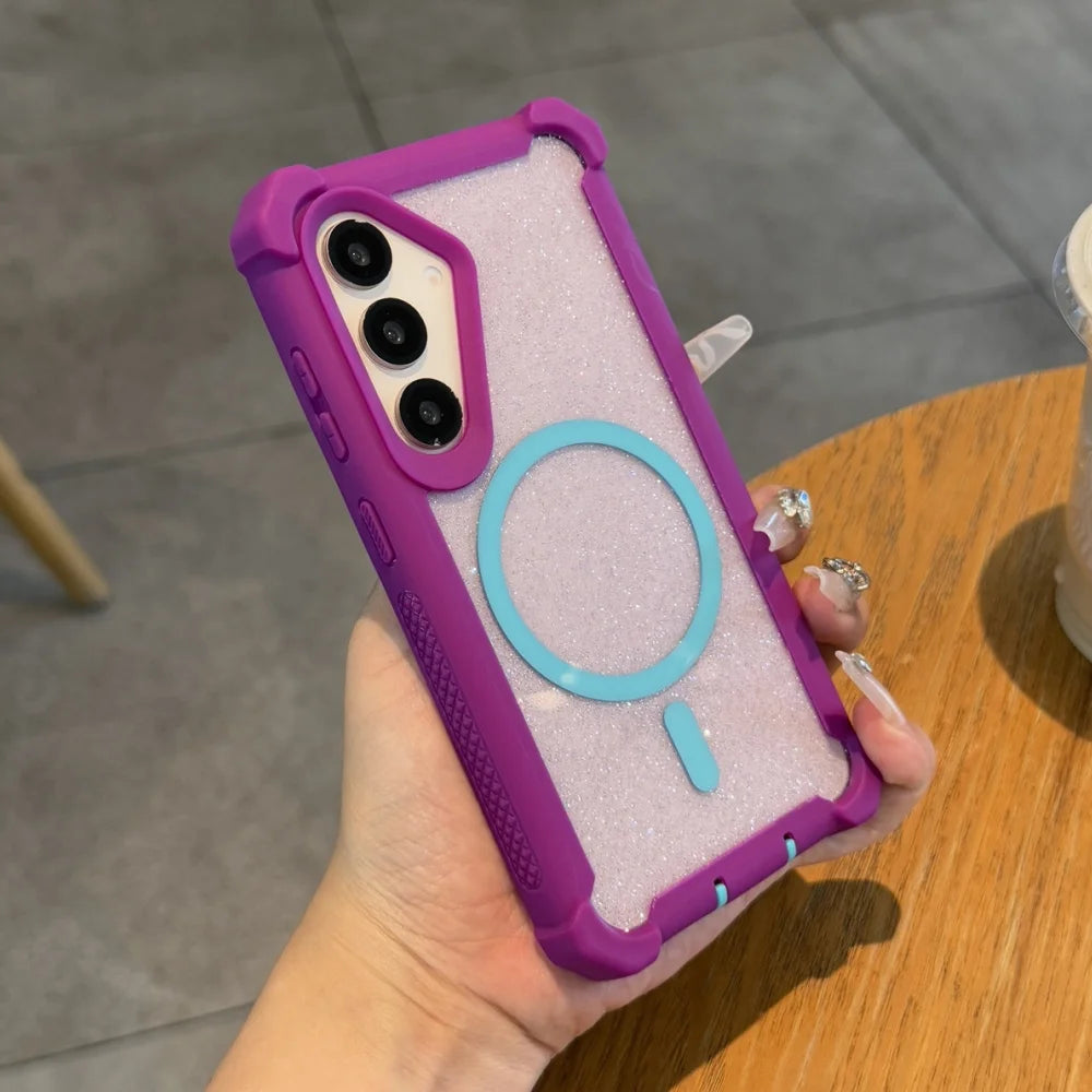 Shockproof glitter magnetic wireless charging case samsung - product image