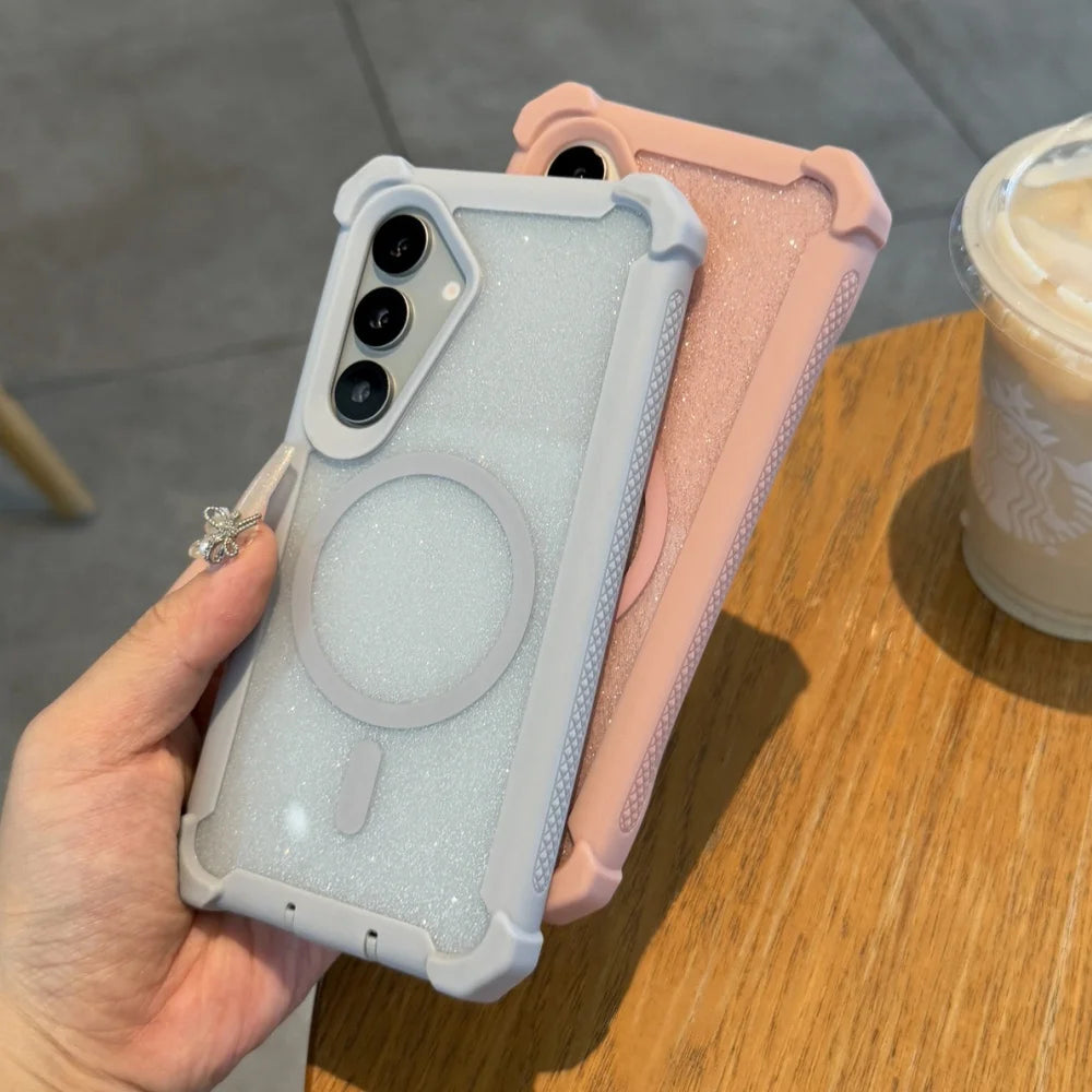 Shockproof glitter magnetic wireless charging case samsung - product image