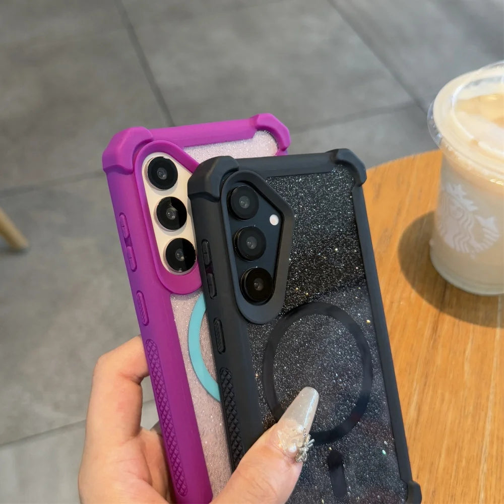 Shockproof glitter magnetic wireless charging case samsung - product image