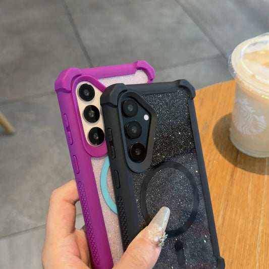 Shockproof glitter magnetic wireless charging case samsung - product image