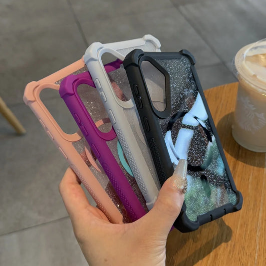 Shockproof glitter magnetic wireless charging case samsung - product image