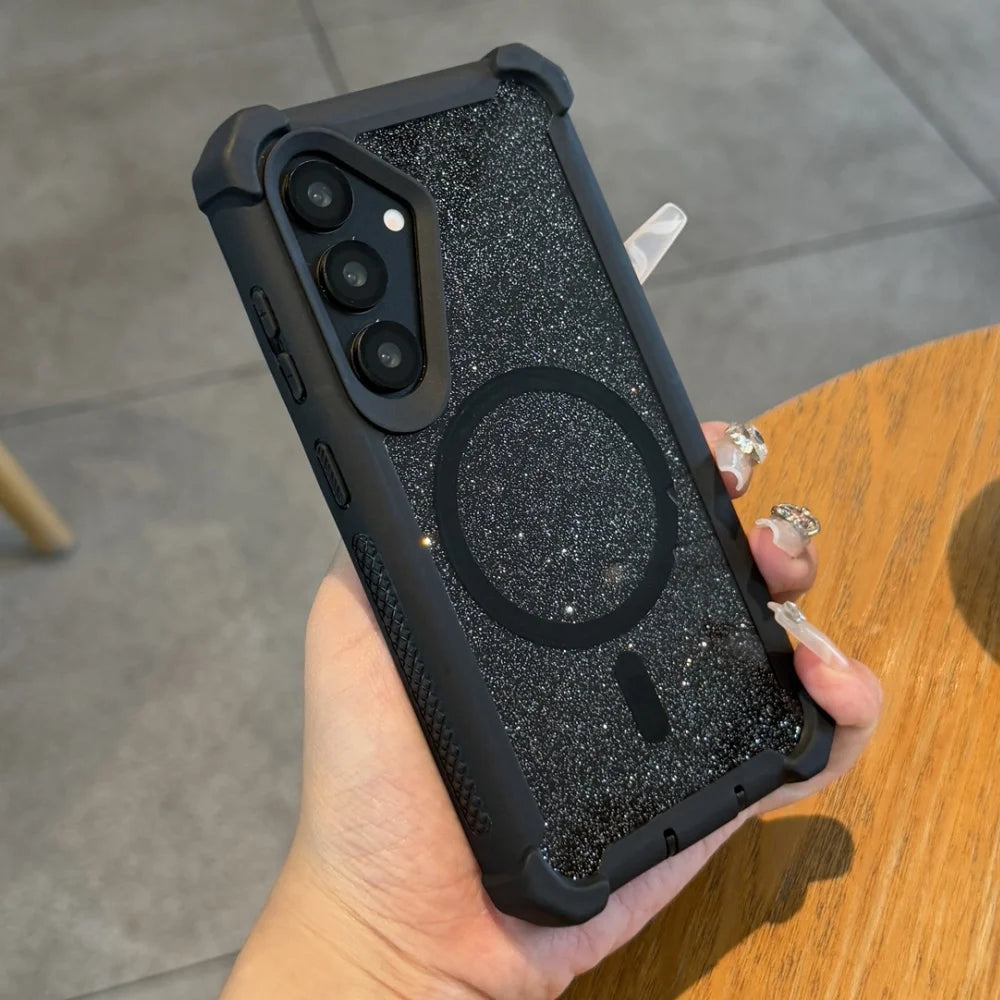 Shockproof glitter magnetic wireless charging case samsung - product image