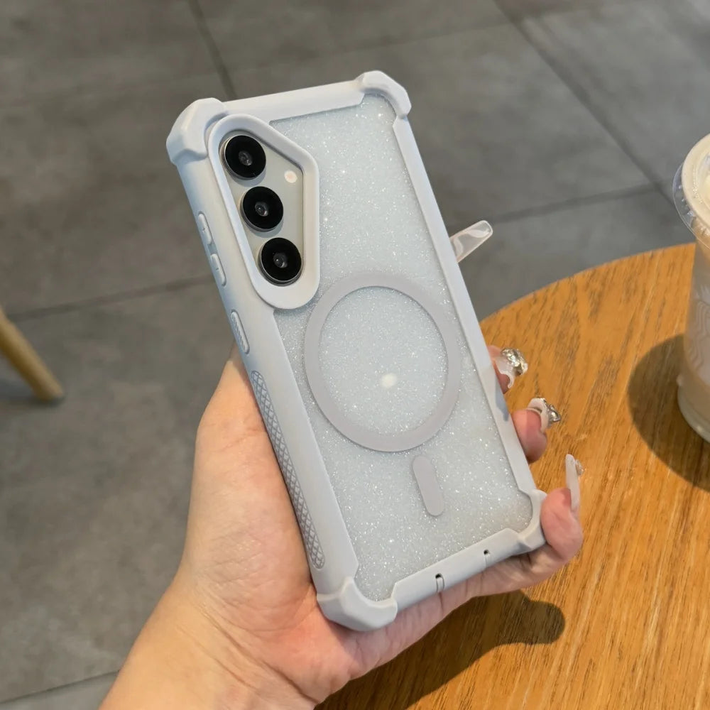 Shockproof glitter magnetic wireless charging case samsung - product image