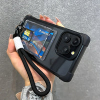 Shockproof Wallet Card Holder Wrist Strap Clear Case