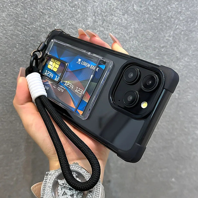 Shockproof wallet card holder wrist strap clear case - product image