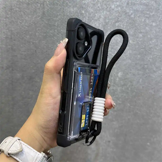 Shockproof wallet card holder wrist strap clear case - product image