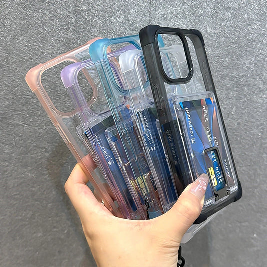Shockproof wallet card holder wrist strap clear case - product image