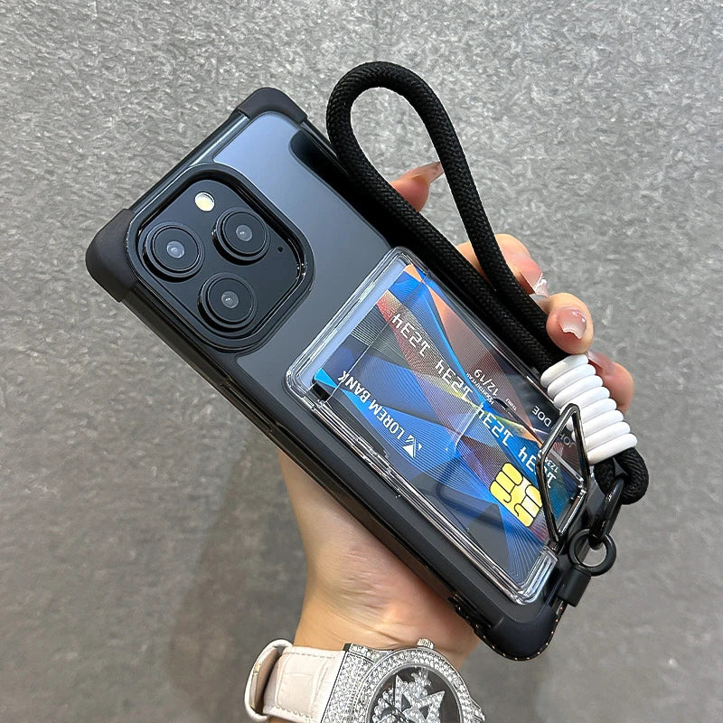 Shockproof wallet card holder wrist strap clear case - product image