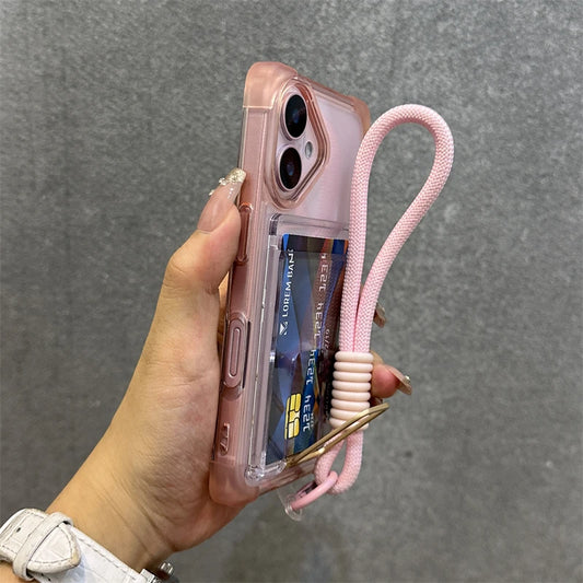 Shockproof wallet card holder wrist strap clear case - product image