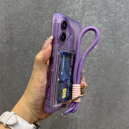 Shockproof wallet card holder wrist strap clear case - product image