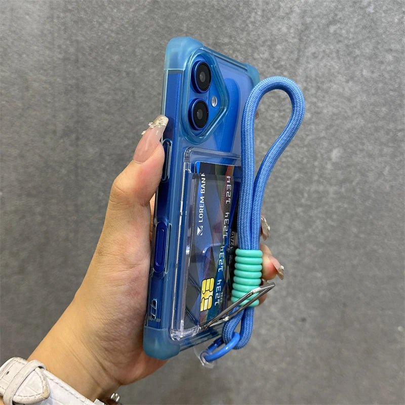 Shockproof wallet card holder wrist strap clear case - product image