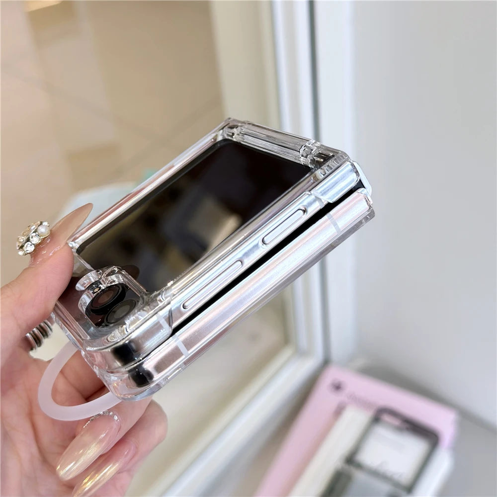Silicone soft wrist strap ring holder transparent ultra thin case samsung z flip - product image