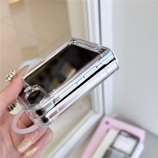 Silicone soft wrist strap ring holder transparent ultra thin case samsung z flip - product image