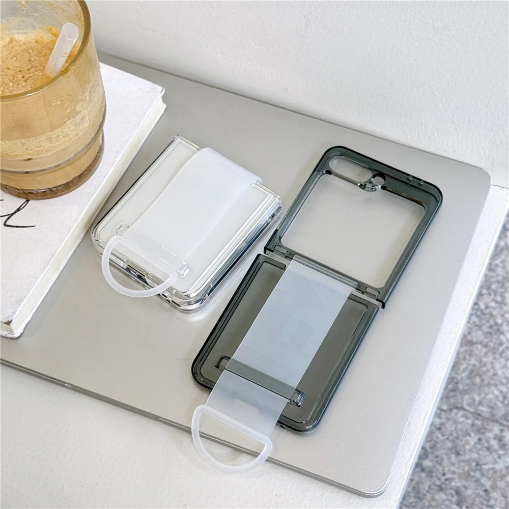 Silicone soft wrist strap ring holder transparent ultra thin case samsung z flip - product image