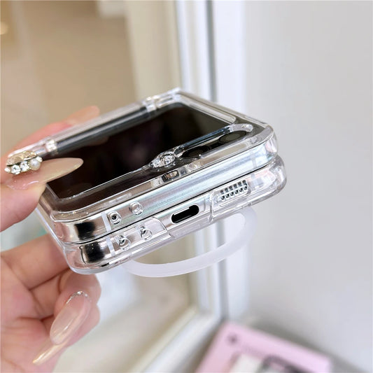 Silicone soft wrist strap ring holder transparent ultra thin case samsung z flip - product image