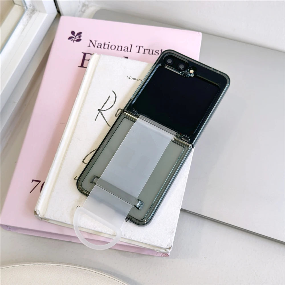 Silicone soft wrist strap ring holder transparent ultra thin case samsung z flip - product image
