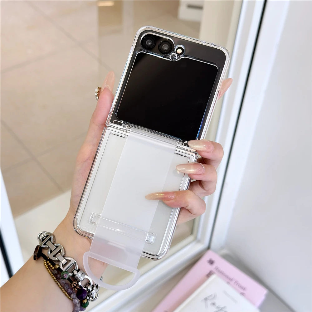 Silicone soft wrist strap ring holder transparent ultra thin case samsung z flip - product image