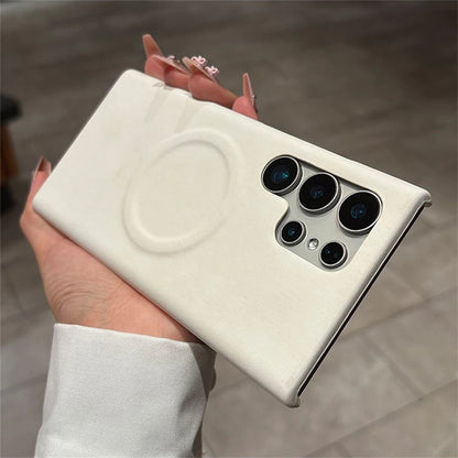 Skin feel sheepskin magnetic wireless charging leather case - product image