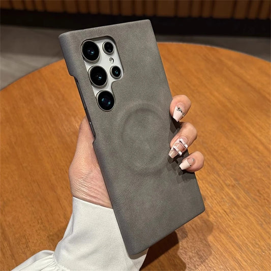 Skin feel sheepskin magnetic wireless charging leather case - product image