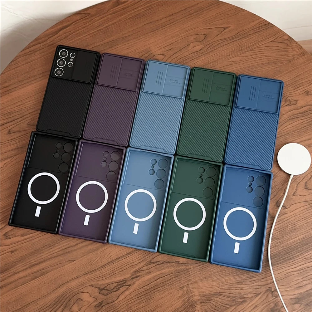 Slide camera lens protection magnetic silicone soft shockproof case samsung - product image