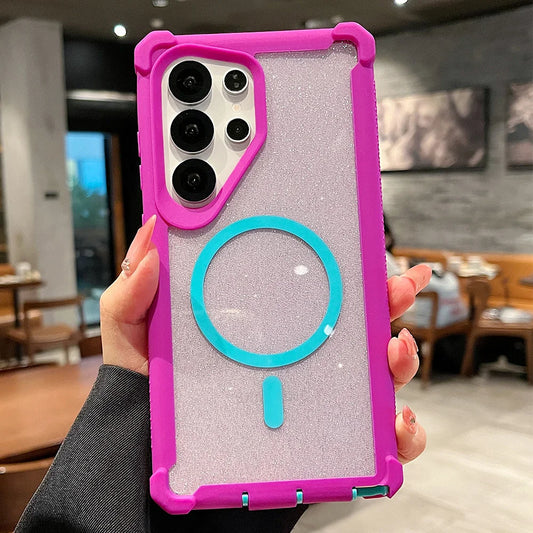 Soft silicone magnetic wireless charging glitter shockproof case - product image