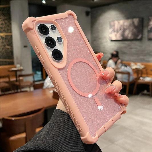 Soft silicone magnetic wireless charging glitter shockproof case - product image