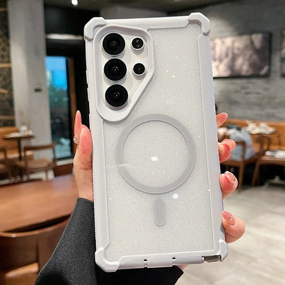 Soft silicone magnetic wireless charging glitter shockproof case - product image