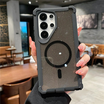 Soft silicone magnetic wireless charging glitter shockproof case - product image