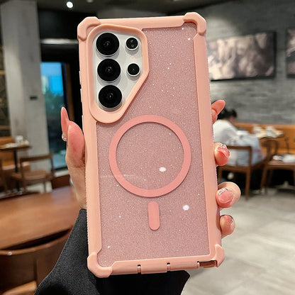 Soft silicone magnetic wireless charging glitter shockproof case - product image