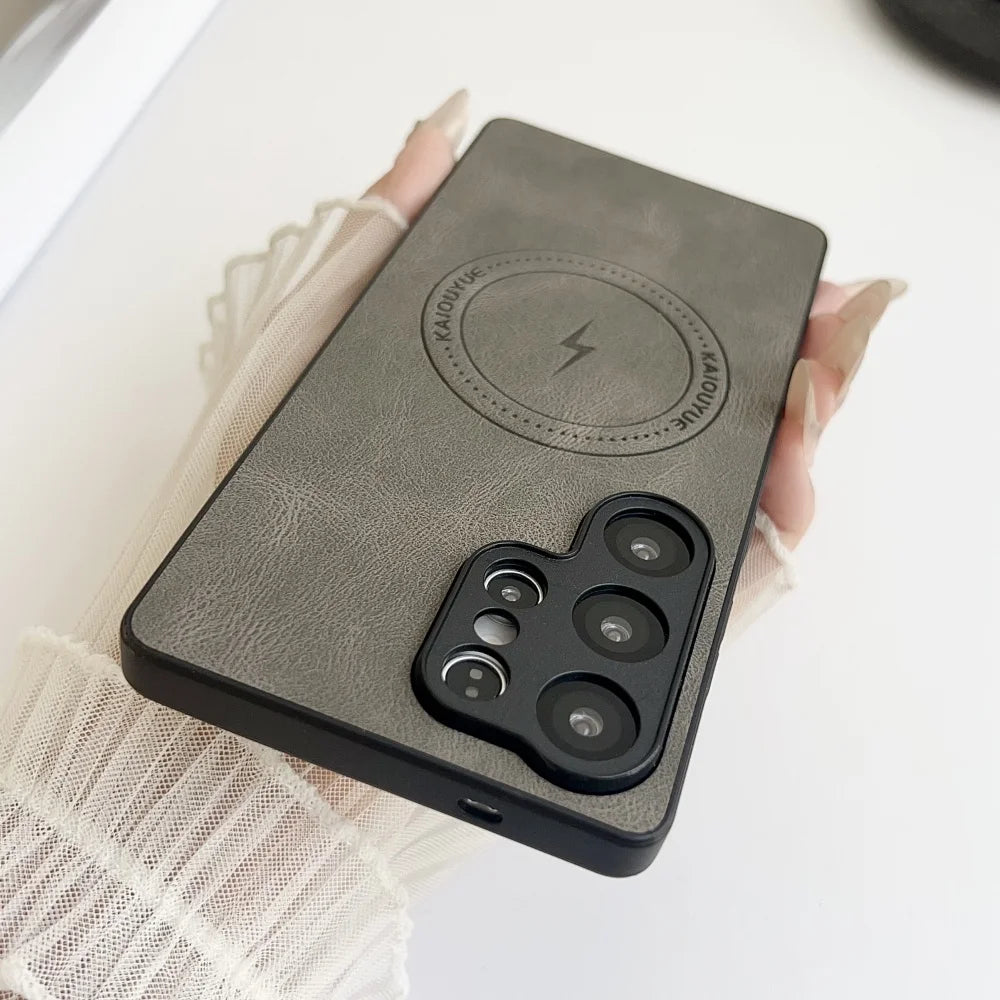 Soft silicone matte leather magnetic phone case samsung - product image