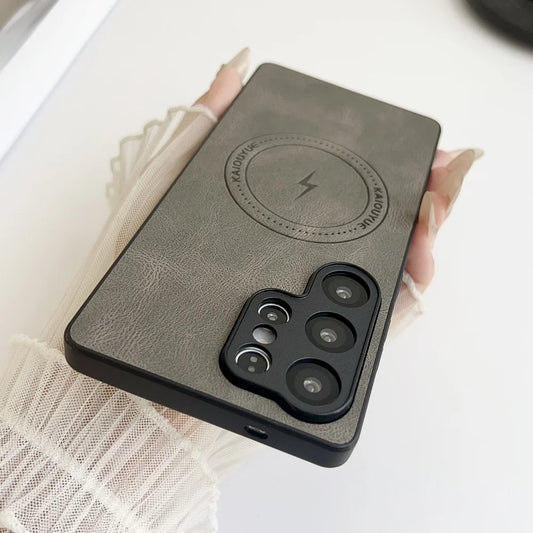 Soft silicone matte leather magnetic phone case samsung - product image