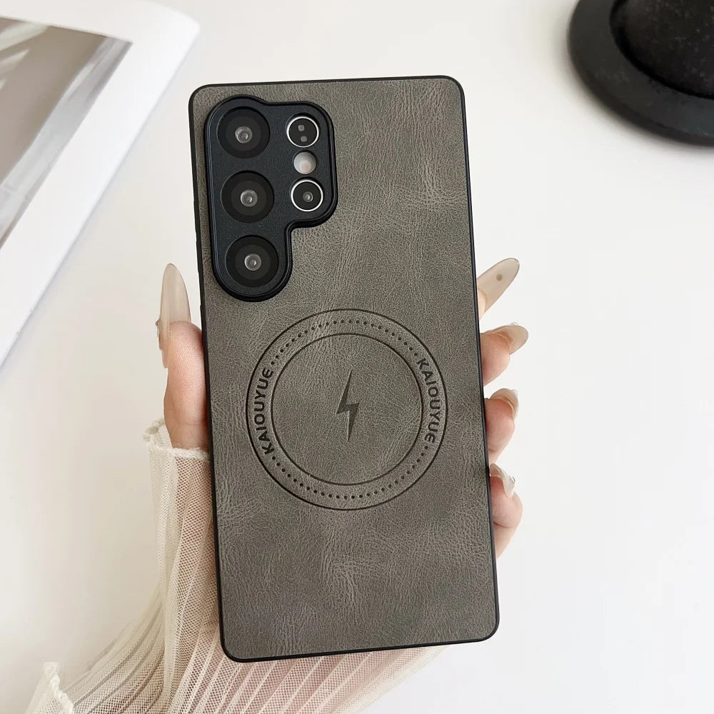 Soft silicone matte leather magnetic phone case samsung - product image