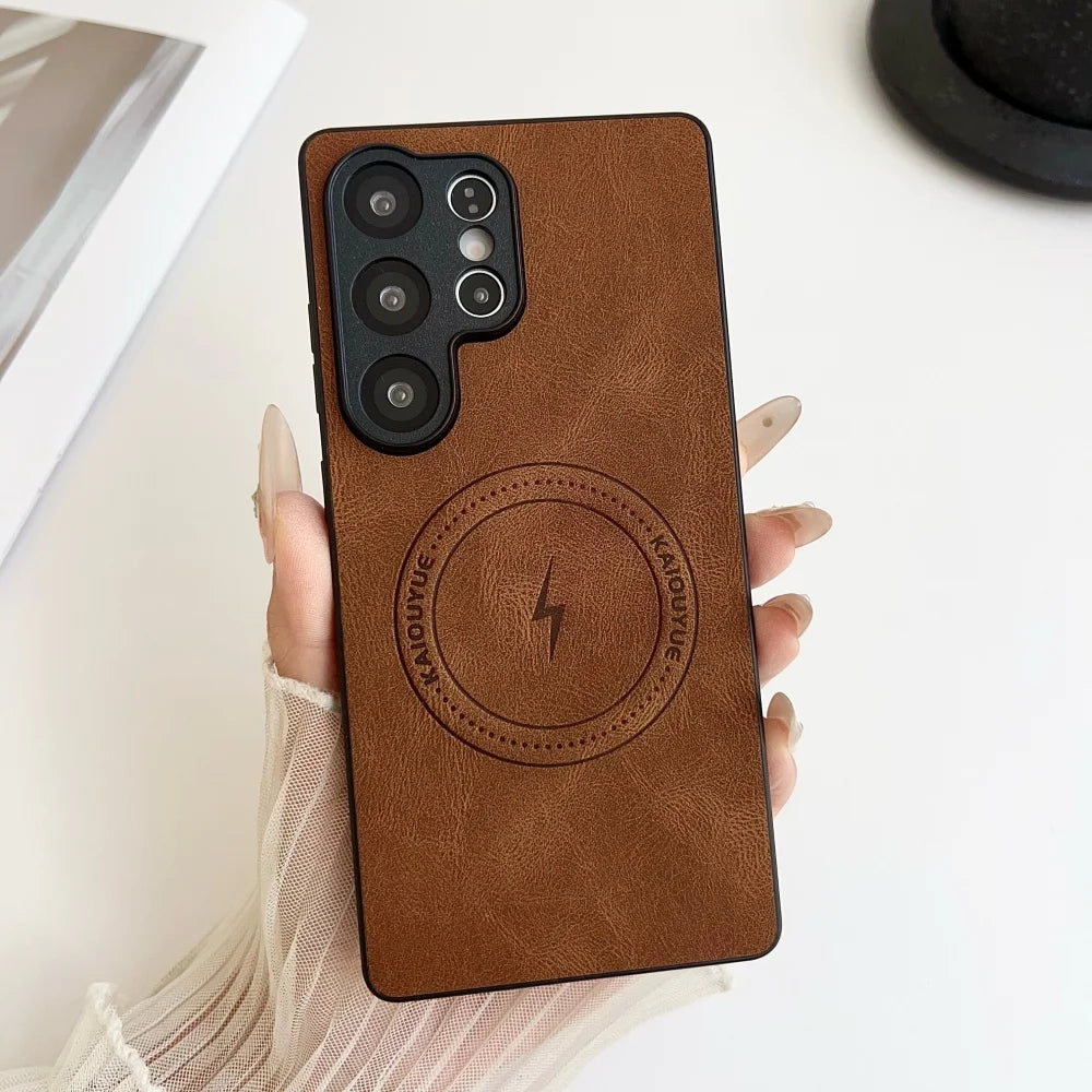 Soft silicone matte leather magnetic phone case samsung - product image