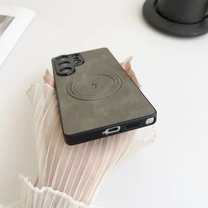 Soft silicone matte leather magnetic phone case samsung - product image