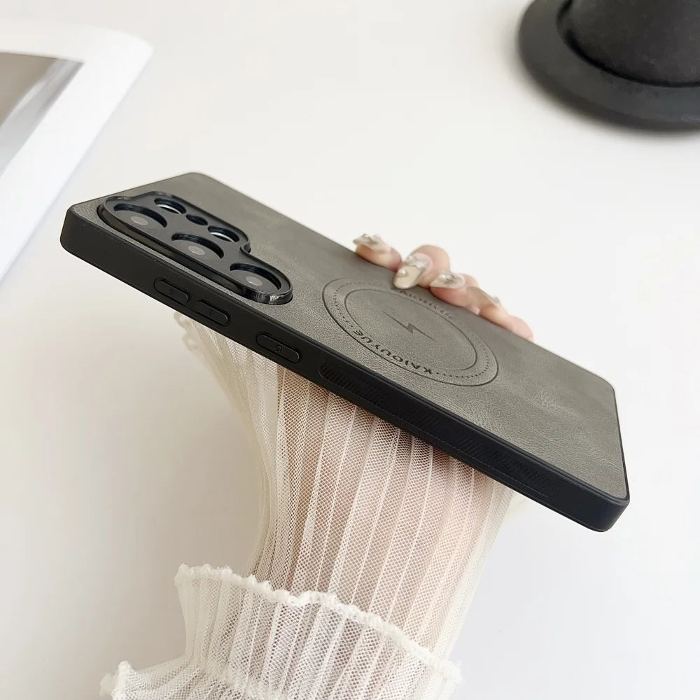 Soft silicone matte leather magnetic phone case samsung - product image