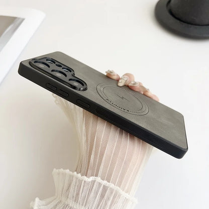 Soft silicone matte leather magnetic phone case samsung - product image