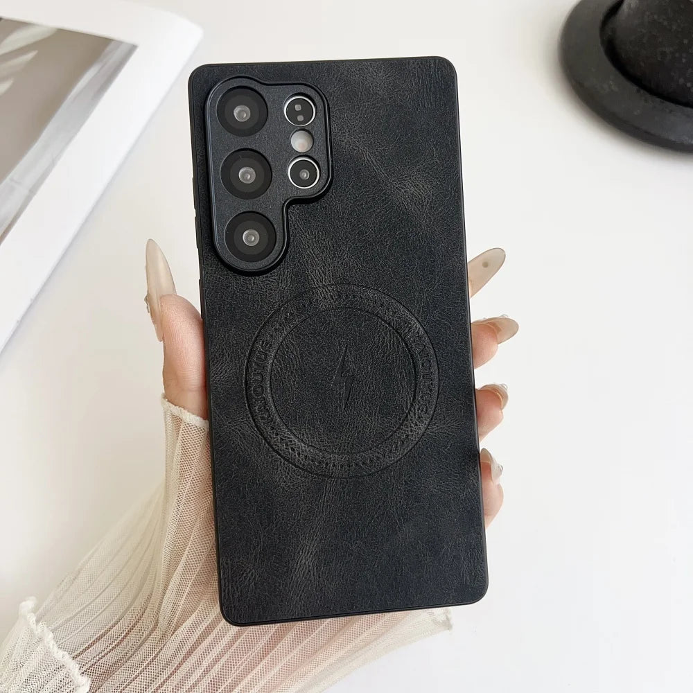 Soft silicone matte leather magnetic phone case samsung - product image