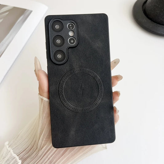 Soft silicone matte leather magnetic phone case samsung - product image