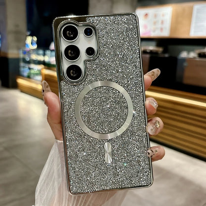 Sparkling rhinestones magnetic wireless charging shockproof case samsung - product image