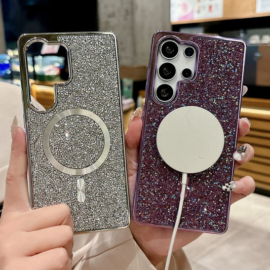 Sparkling rhinestones magnetic wireless charging shockproof case samsung - product image