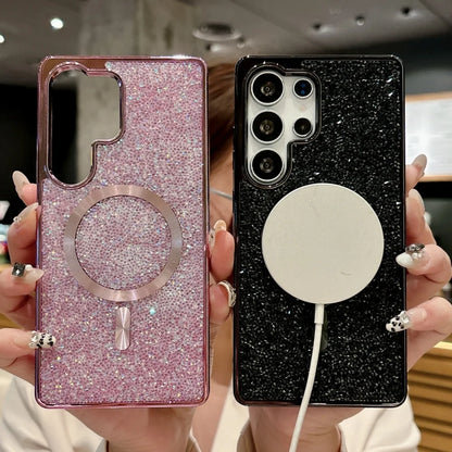 Sparkling rhinestones magnetic wireless charging shockproof case samsung - product image