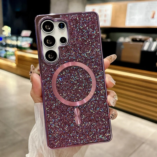 Sparkling rhinestones magnetic wireless charging shockproof case samsung - product image
