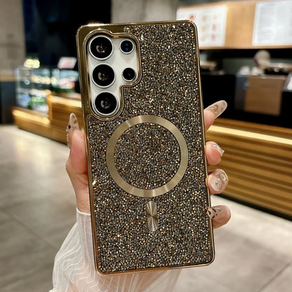 Sparkling rhinestones magnetic wireless charging shockproof case samsung - product image