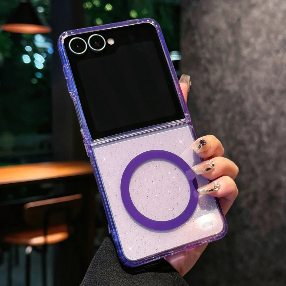 Transparent bling glitter magnetic soft bumper case - product image