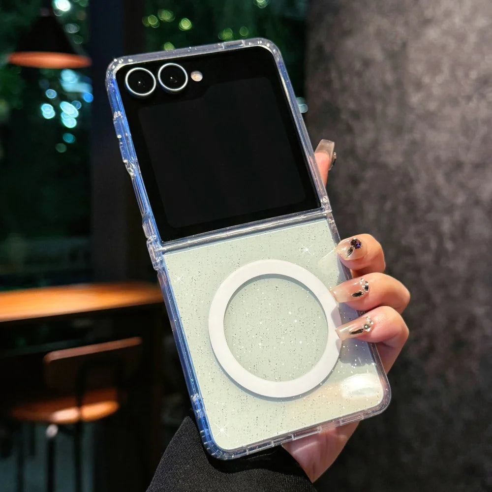 Transparent bling glitter magnetic soft bumper case - product image