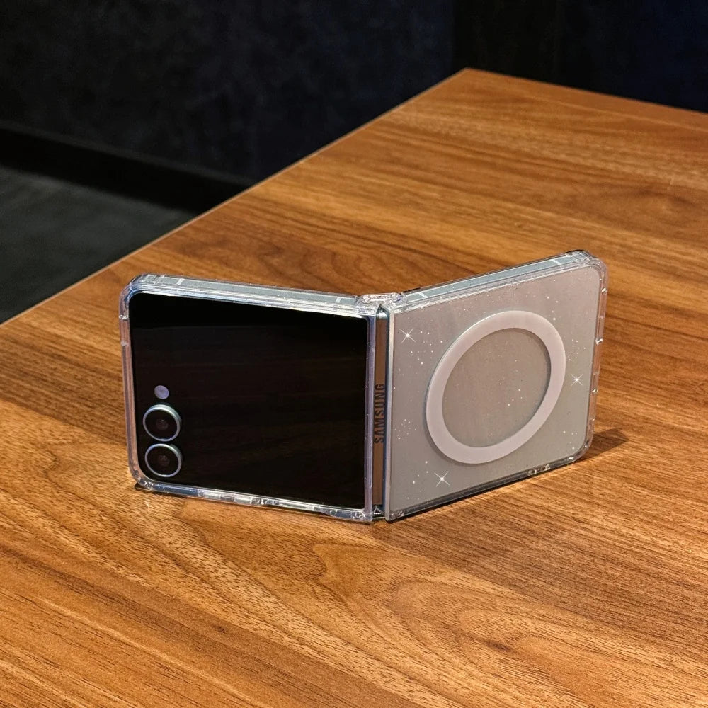 Transparent bling glitter magnetic soft bumper case - product image