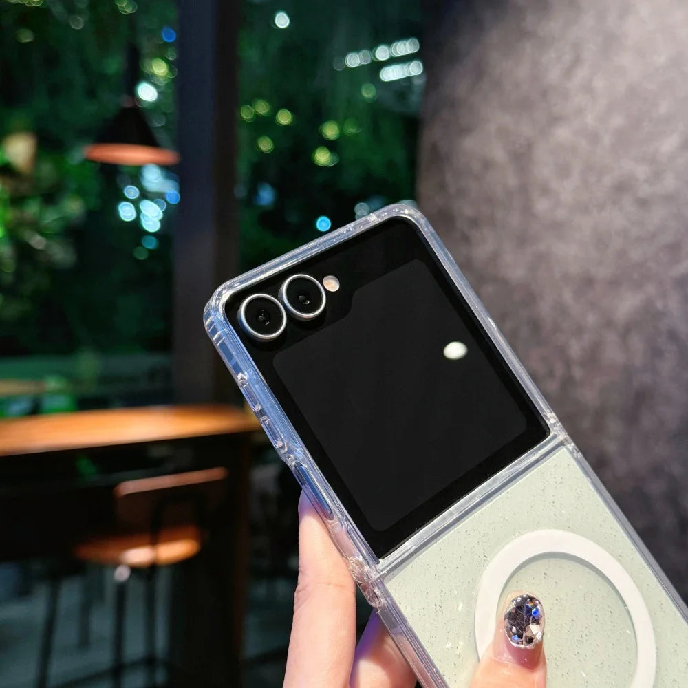 Transparent bling glitter magnetic soft bumper case - product image