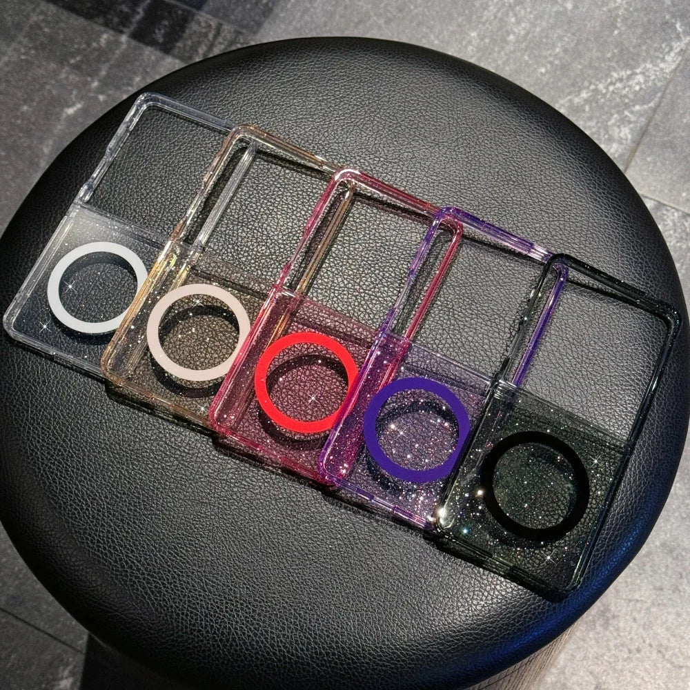 Transparent bling glitter magnetic soft bumper case - product image